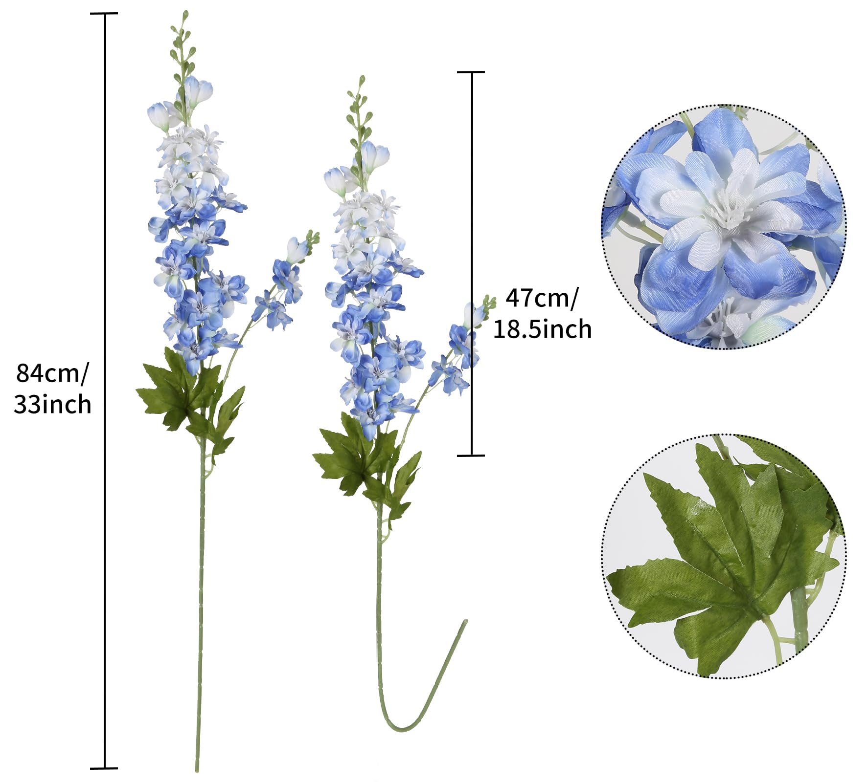 Condition photo showing New/Like New for 5 pcs blue delphinium artificial flowers 33" larkspur silk flowers for tall vase long stem fake blue flowers for wedding centerpieces faux flowers for home decor indoor (blue)