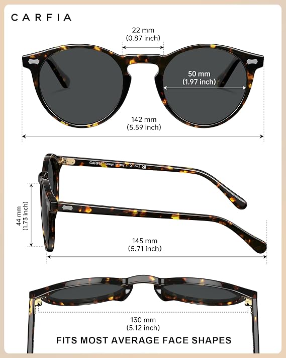 CARFIA Retro Polarized Sunglasses for Men UV400 Protection CA5288
