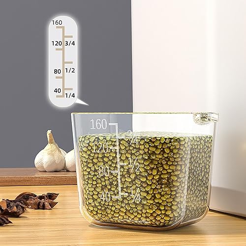Miniatura 5 de Dispensador de arroz, contenedor de arroz de 22 a 25 libras, Contenedores de alimentos, Contenedor de harina de alimentos secos con taza medidora,