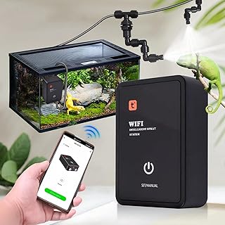 Reptile Mister, WiFi Remote App Control Reptile Humidifiers, Automatic Reptile Fogger with Timer, Adjustable 360°Spray Nozzles, Low Noise Terrarium Misting System for Reptiles Terrarium