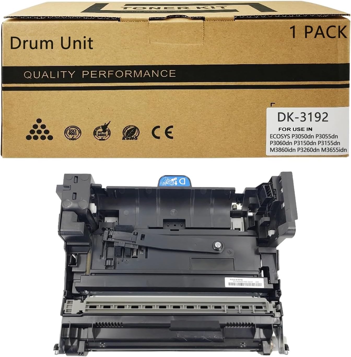 DK-3192 DK3192 Drum Unit Compatible for Kyocera ECOSYS P3050dn P3055dn P3060dn P3150dn P3155dn M3860idn M3860idnf P3260dn M3655idn M3660idn Printer High Yield 500000 Pages 1 Pack