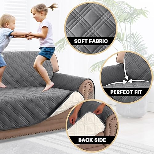 Miniatura 3 de PrinceDeco - Funda para sofá 100% impermeable para sofá de 3 cojines, apta para mascotas, antideslizante, para perros, lavable, protector de muebles
