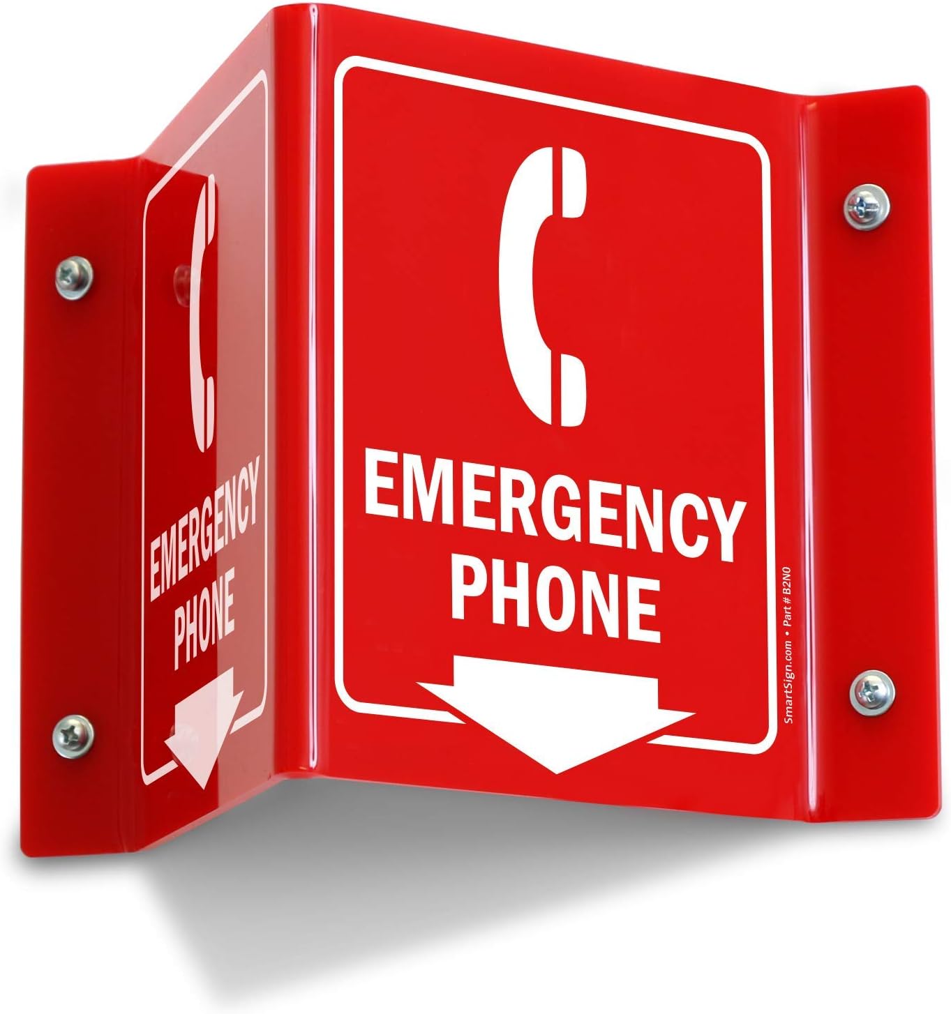 SmartSign"Emergency Phone" Telephone Sign, Projecting Sign, Pre-Drilled with Holes, Polished Edges, Highly Visible | 5" x 6" Acrylic
