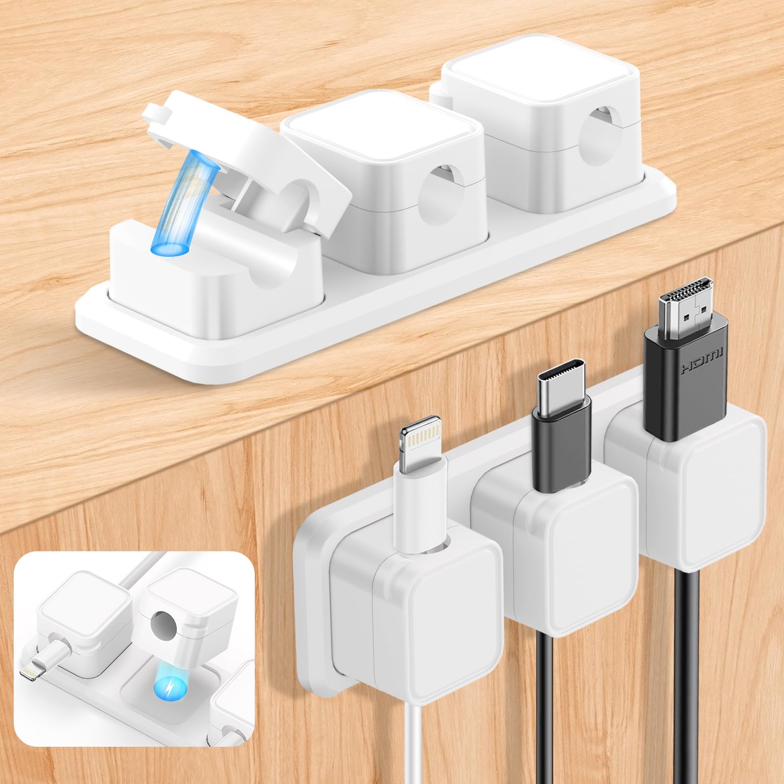 Clip Portacavi In Silicone: Organizer Per Scrivania Con Adesivo - 3 Pezzi Di Diverse Dimensioni Per Cavi USB E Cuffie - 2