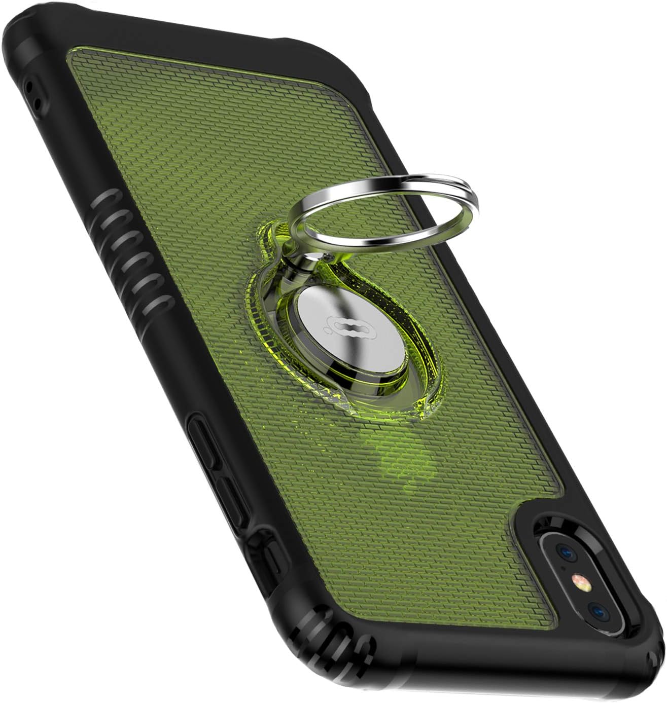 ICONFLANG Compatible Phone Case for iPhone Xs Max 6.5" with Ring Kickstand 360 Degree Rotating Drop Airbag Protection Shock Absorption Case [Compatible Magnetic Car Mount case] (Green)