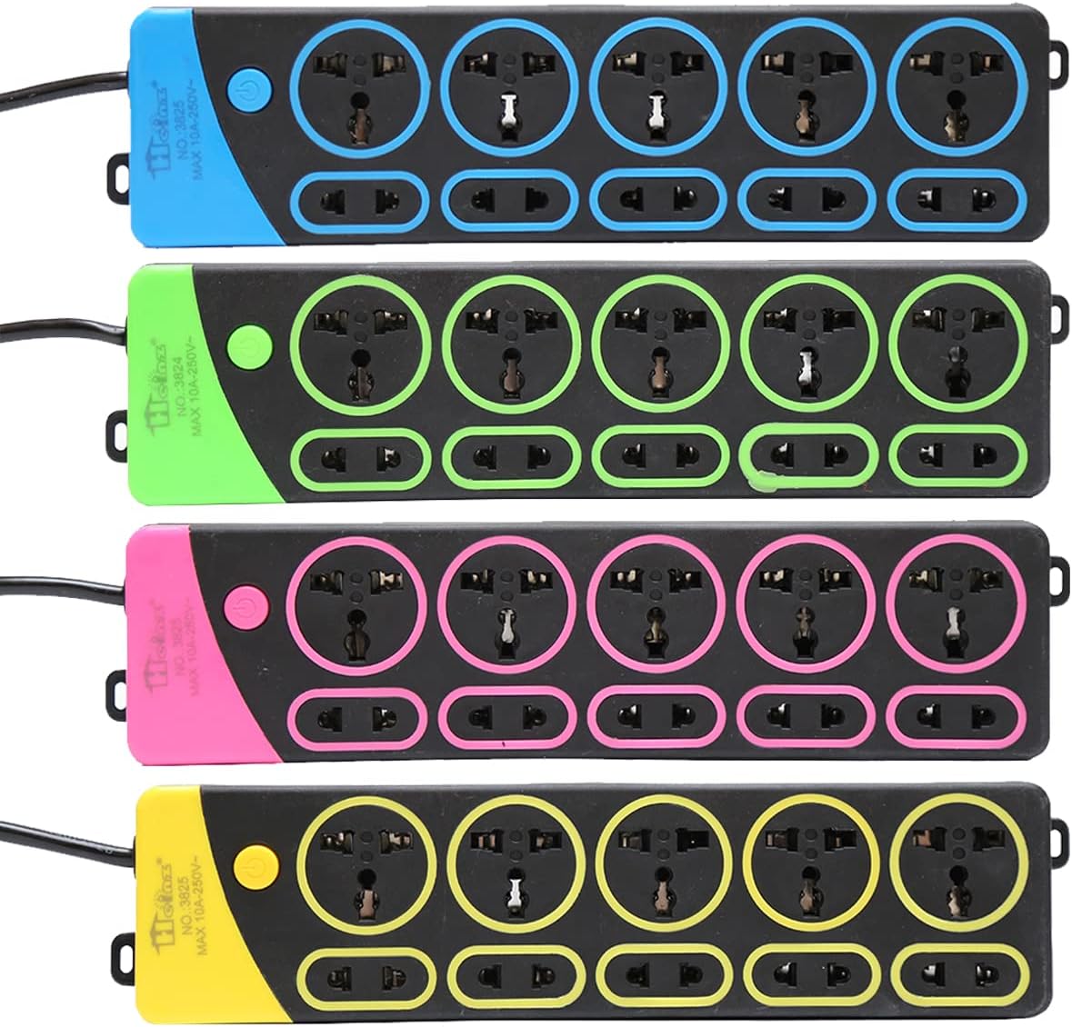 Multicontacto Extension Electrica 10 Conectores Universales Mundiales