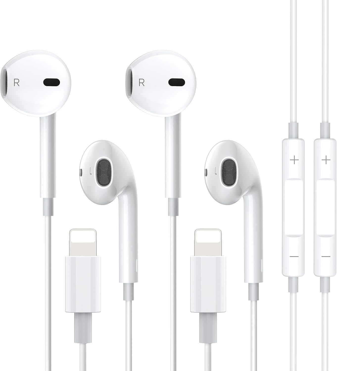 2 Pack Earphone for iPhone, Wired InEar Headphone with Mic and Volume