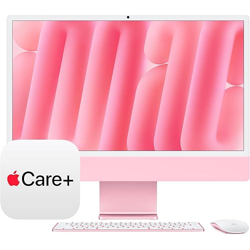 Apple 2024 iMac All-in-One Desktop Computer with M4 chip with 10-core CPU, 10-core GPU: Built for Apple Intelligence, 24GB Unified Memory, 512GB SSD Storage; Pink with AppleCare+ (3 Years)