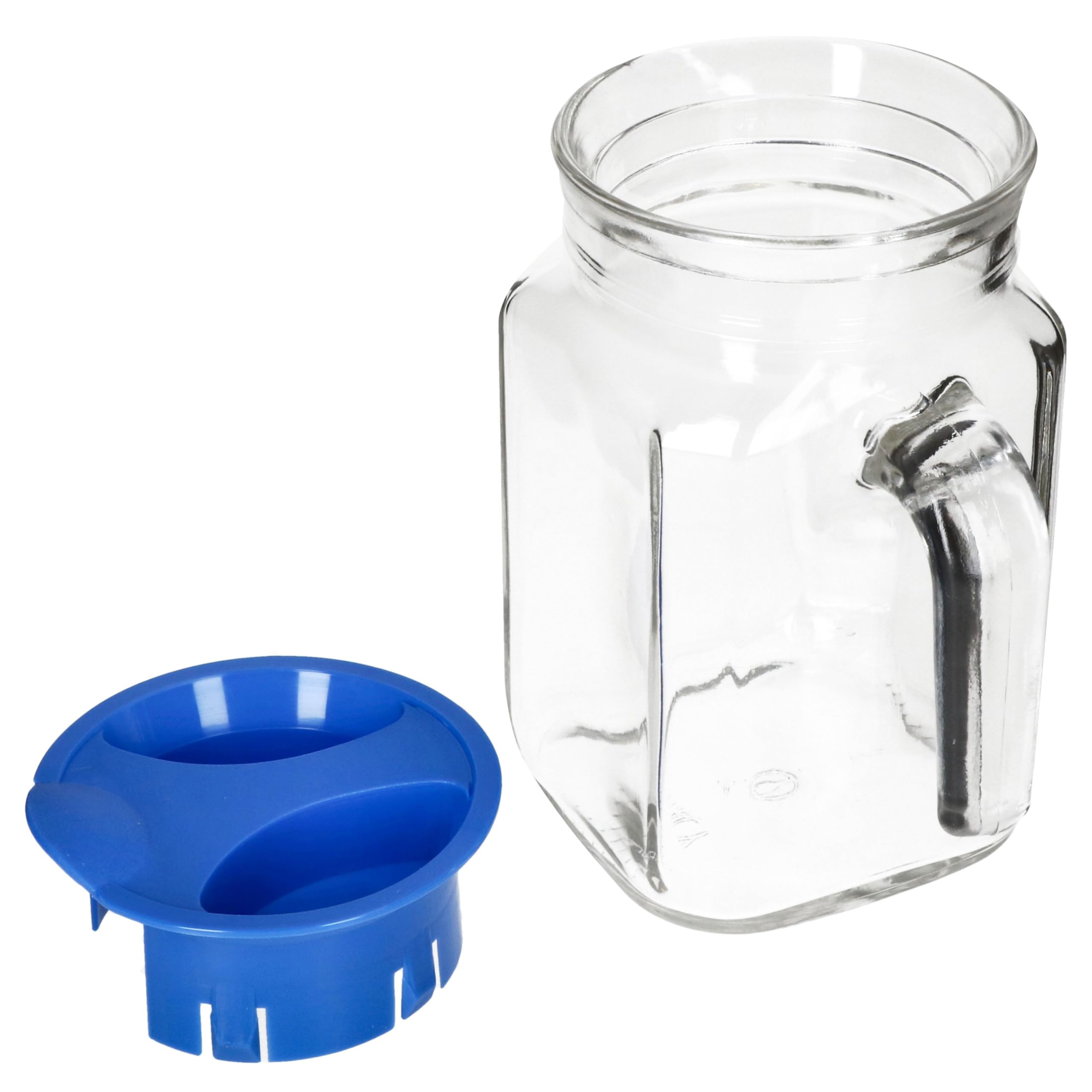 MamboCat Kora Set di 2 brocche per frigorifero con coperchio in plastica blu, 0,5 litri, caraffa quadrata in vetro con beccuccio e manico per tè freddo, acqua, succhi di frutta, latte & Co.
