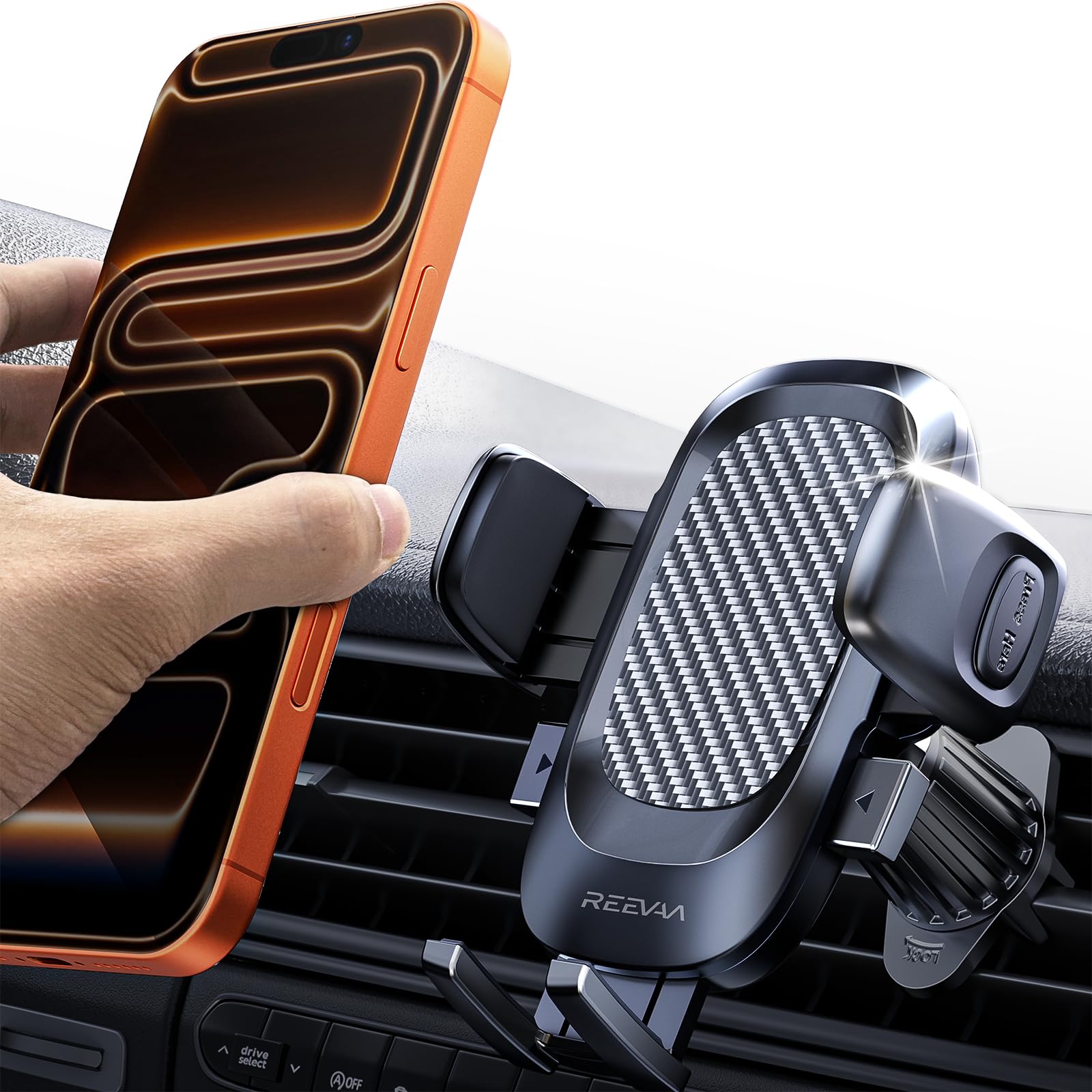 REEVAA Military Grade Car Vent Phone Mount Metal Hook Ultra Stable Universal Cell Phone Air Vent Holder Car