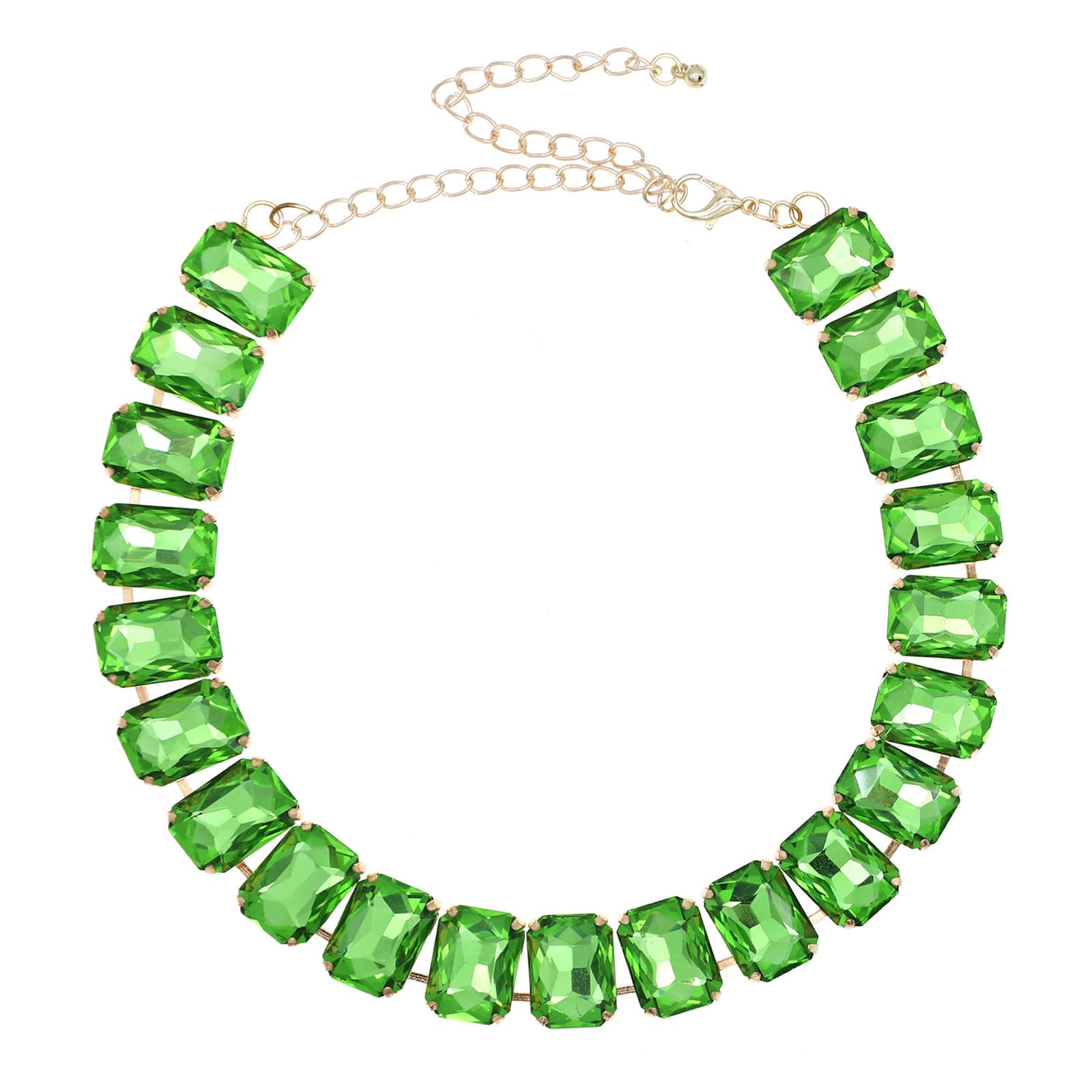 We We Crystal Rhinestone Choker Collar Necklace For Women Emerald Statement Piece Sparkly Colorful Crystal Neck Gold Chain Necklace