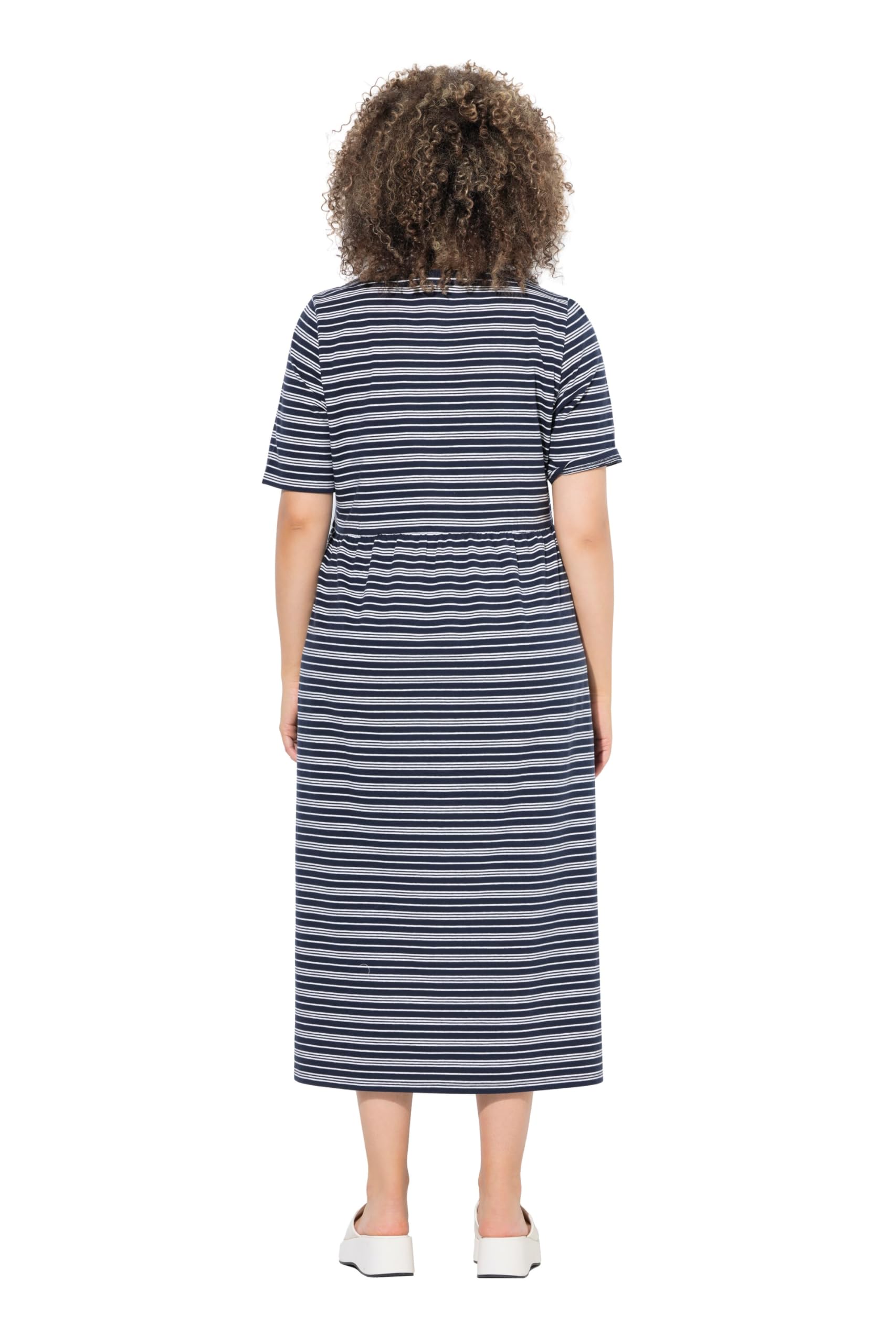 Ulla Popken Damen Jersey-Kleid, Streifen,überschnitten Dress