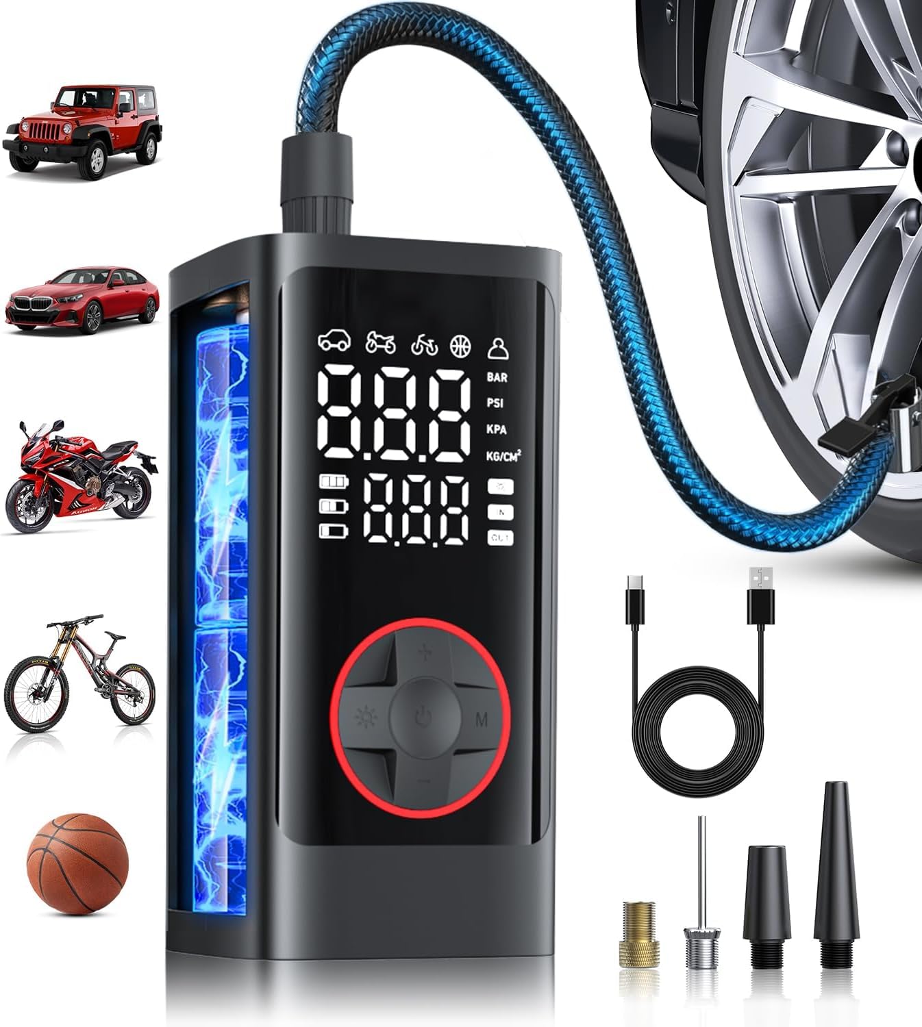 TANYO Kabelloser Reifenfüller 150 PSI - Tragbare Luftpumpe Für Auto & Fahrrad