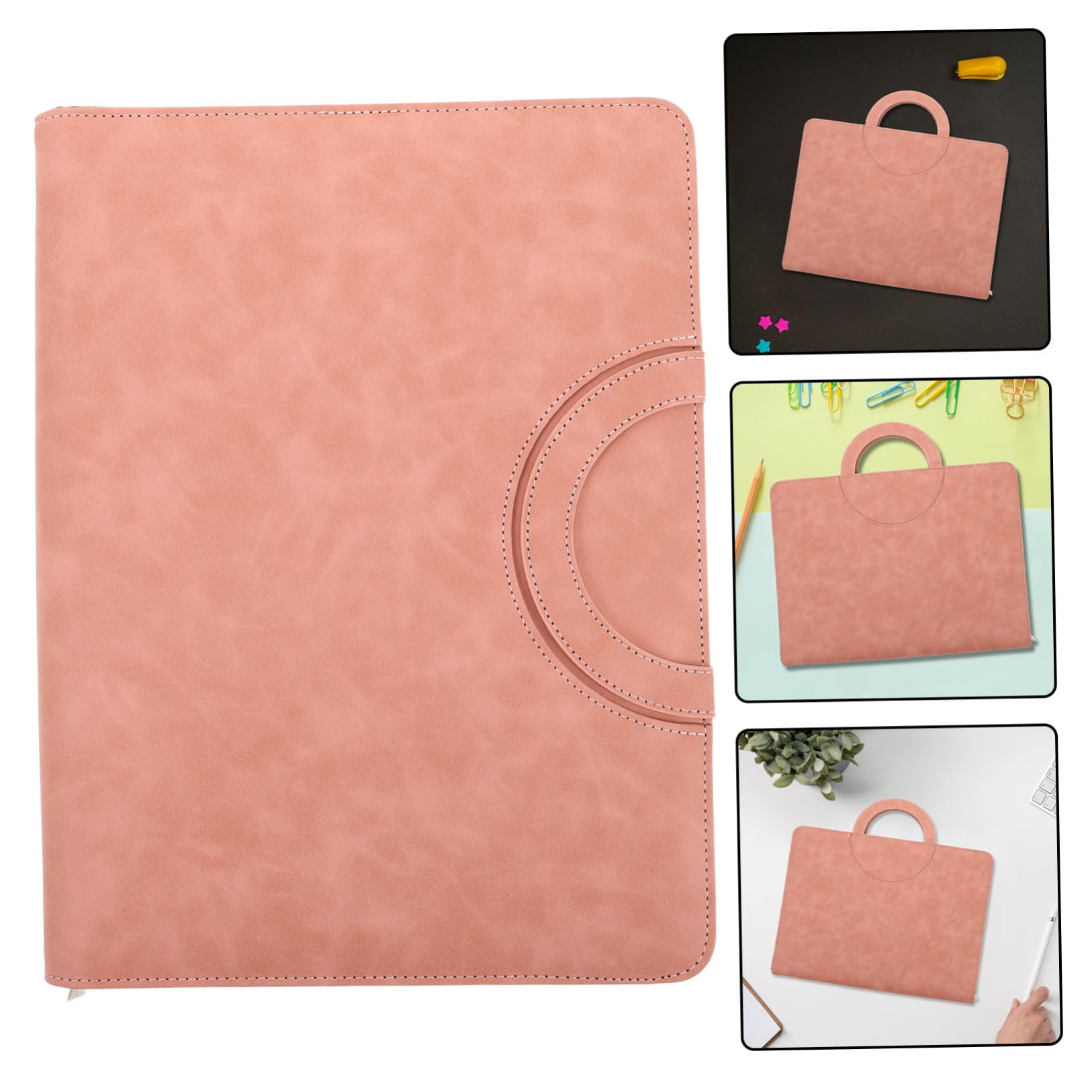 Organizzatore Multifunzionale per Documenti con Zip Sicura Custodia per Documenti A4 in Pu per Viaggio e Uso Domestico Rosa per Professionisti e Studenti