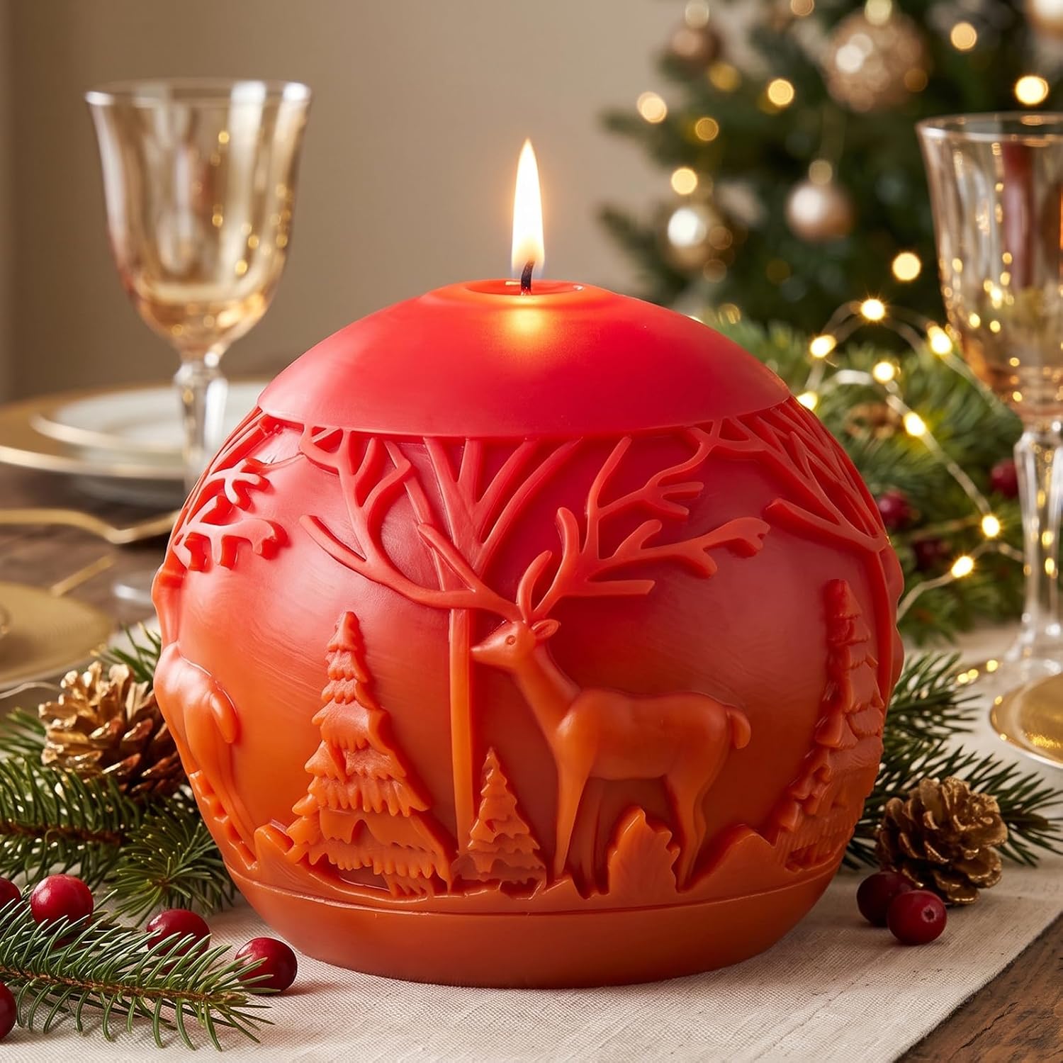 Christmas Ball Candle Mold Christmas Reindeer Candle Silicone Mold