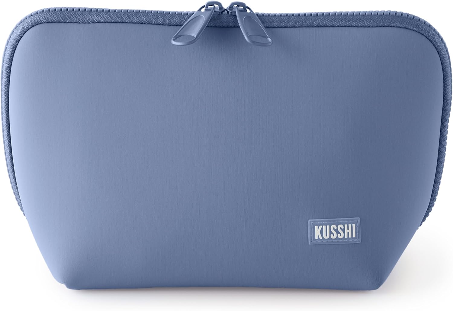 KUSSHI Neoprene Makeup Bag - Washable Makeup Bag for Stress Free Travel (Pearl Blue/Sand Pink)