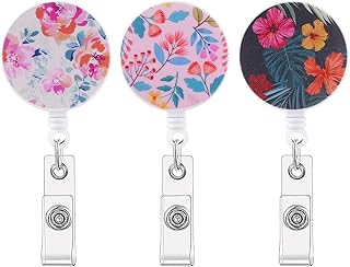 TIESOME Retractable Badge Holders, 3 Pack Badge Clip ID Card Holders with Alligator Clip Decorative Badge Reel Clip on ID Card Holders for Nurse Teacher Student Office Worker