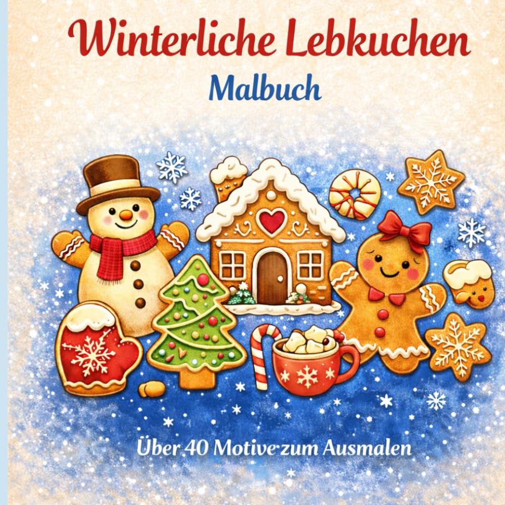 Winterliche Lebkuchen – Malbuch: Über 40 winterliche Lebkuchen zum Ausmalen | Kreatives Malbuch für Kinder und Erwachsene
