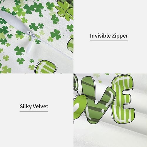Miniatura 5 de Juego de 2 fundas de almohada de gnomos del día de San Patricio de 20 x 20 pulgadas, fundas de almohada decorativas de primavera de tréboles, fundas