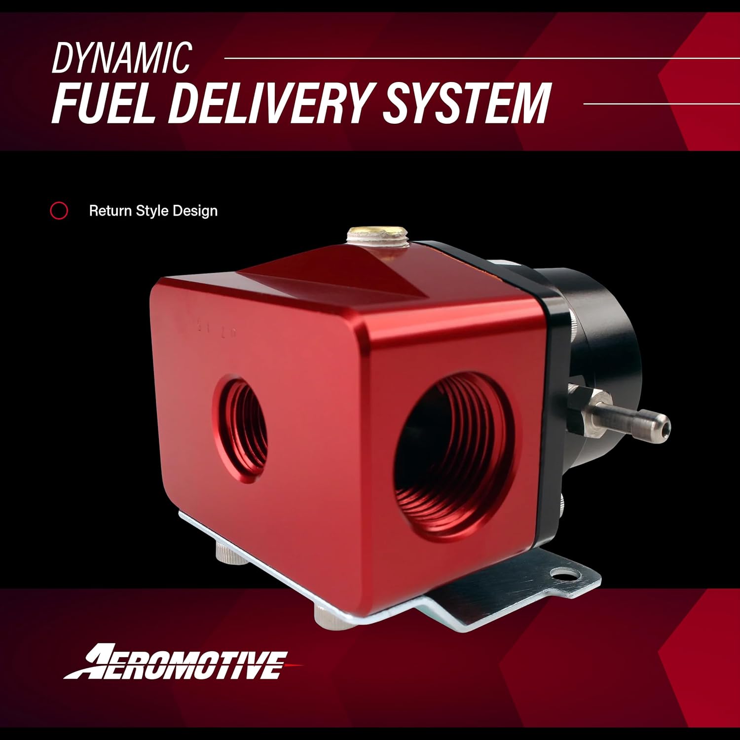 Aeromotive 13101 A1000 EFI Fuel Pressure Regulator, Adjustable 40-75 PSI, Injected Return-Style, Red