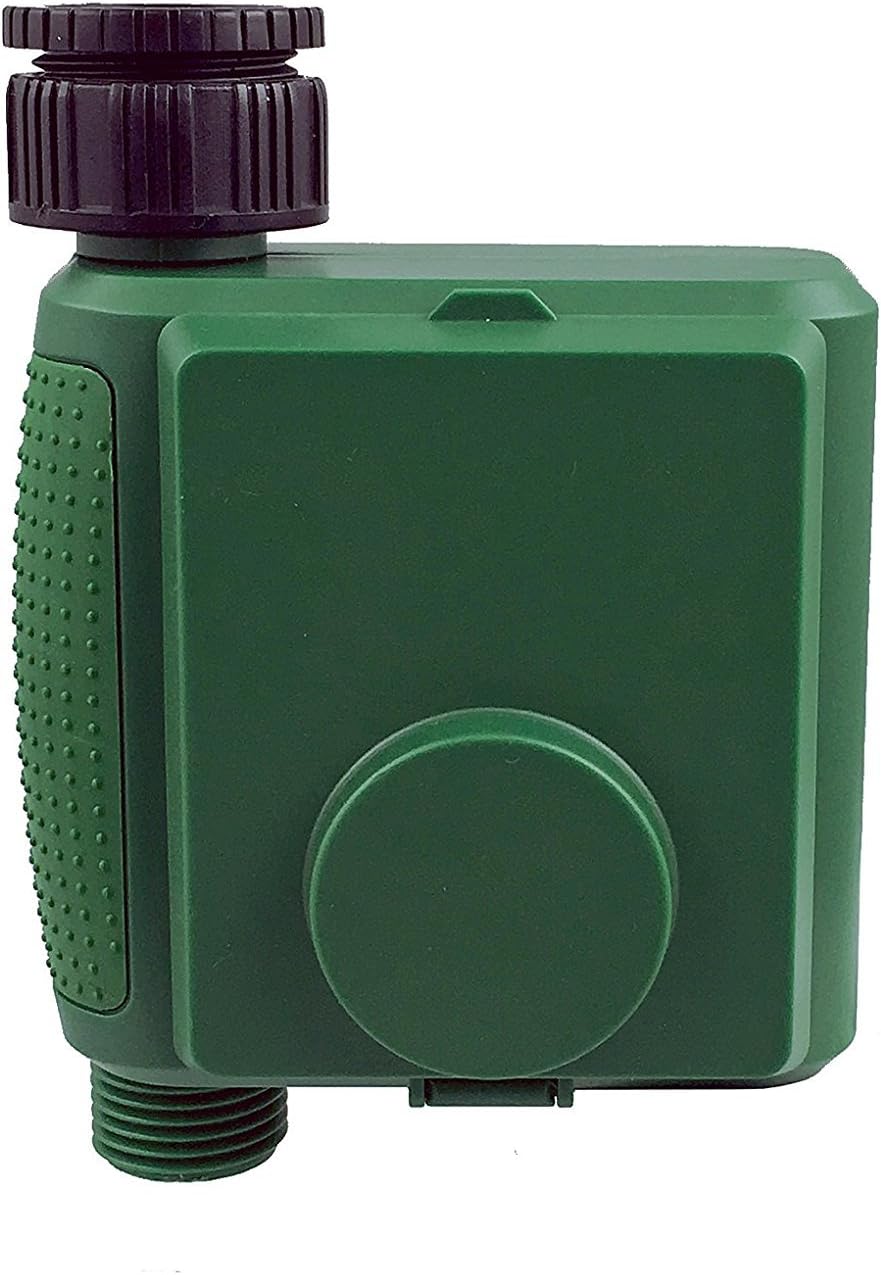 Instapark PWT-07 Outdoor Waterproof Digital Programmable Single Outlet Automatic On Off Water Faucet Hose Timer with Rain Delay and Manual Control Green