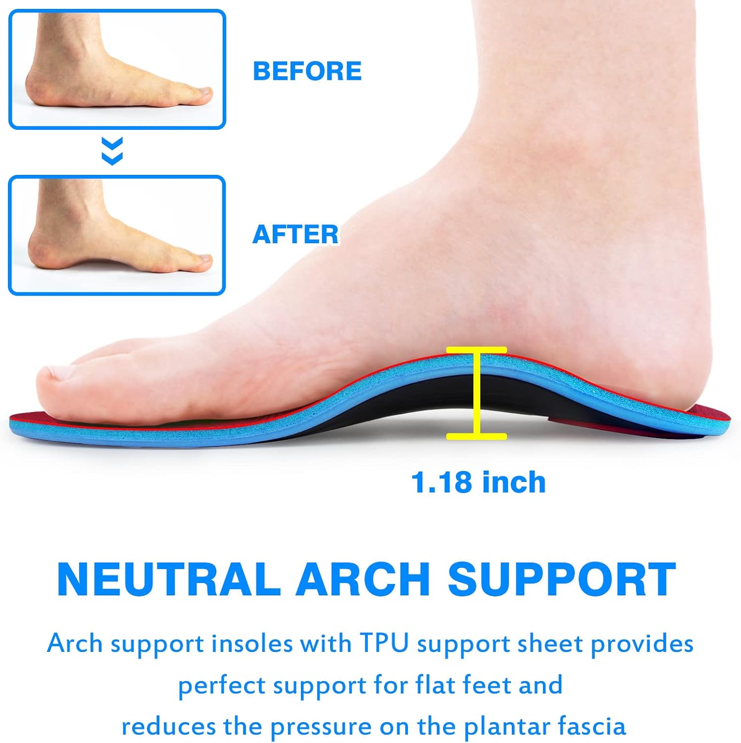 Orthotics Arch Support Metatarsalgia Insoles - Mortons Neuroma Inserts Relief Ball of Foot Pain - Orthopedic Insoles for Flat Feet - Shoe Inserts for Plantar Fasciitis (Red L) - Image 2