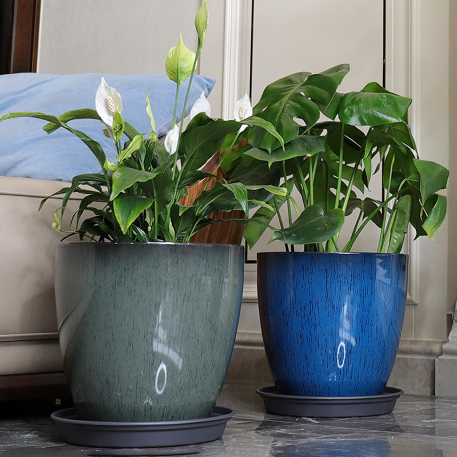 Pot de fleurs en céramique drainant pour plante verte d'extérieur