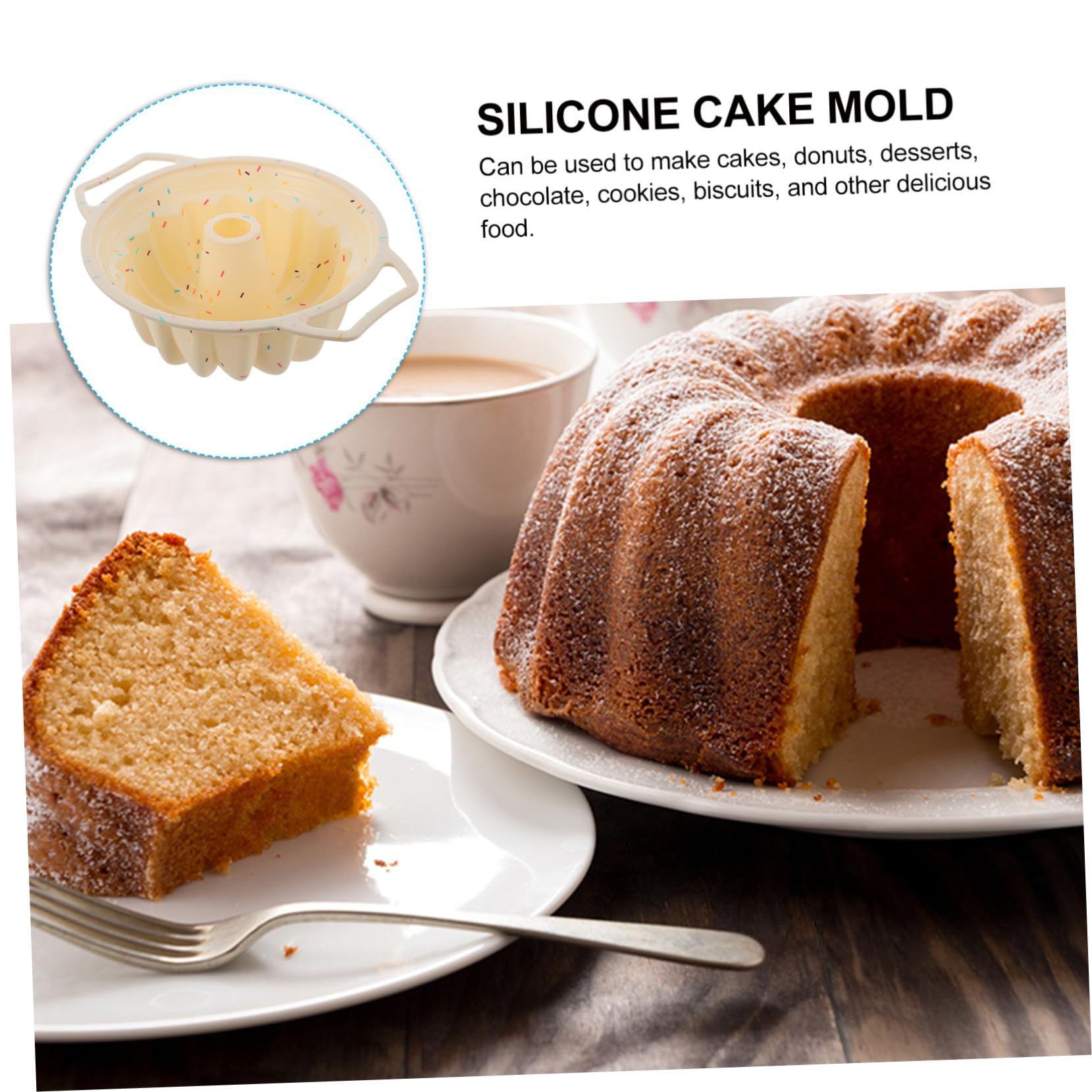 Stampo per Torta Rotondo in Silicone Fai da Te Manico Metallico Integrato, Resistente alle Alte Temperature, Antiaderente e Flessibile, per Dolci e Feste in Cucina