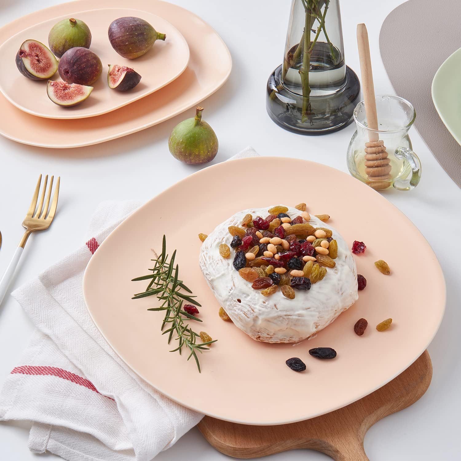 Stone Lain Delilah Dinner Plate 6-Piece Dish Set, Porcelain, Pastel Orange