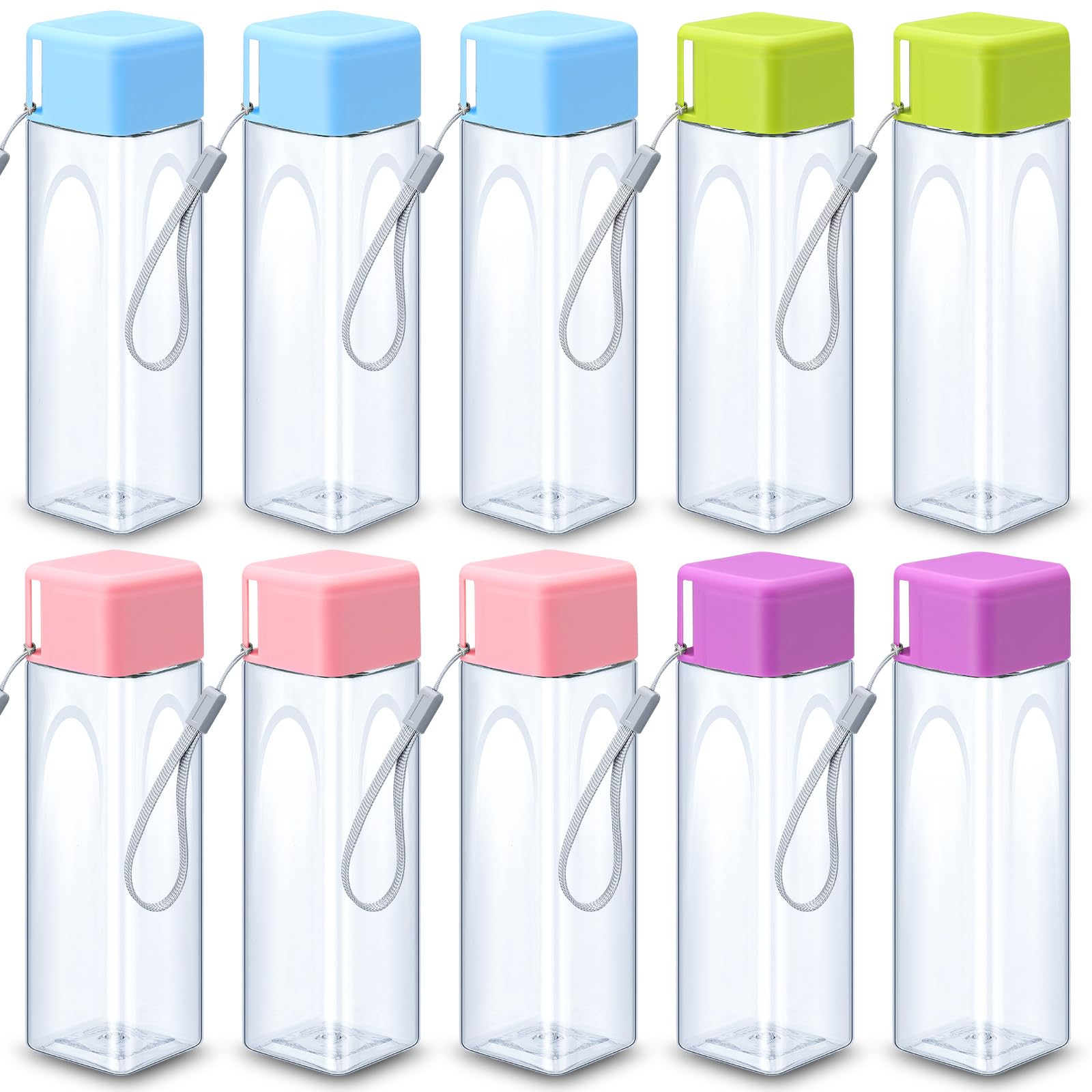 Mifoci 10 Pieces Water Bottle Bulk 17 oz Plastic Sports Water Bottles with Leak Proof Lid for Adults Reusable Outdoor Fitness