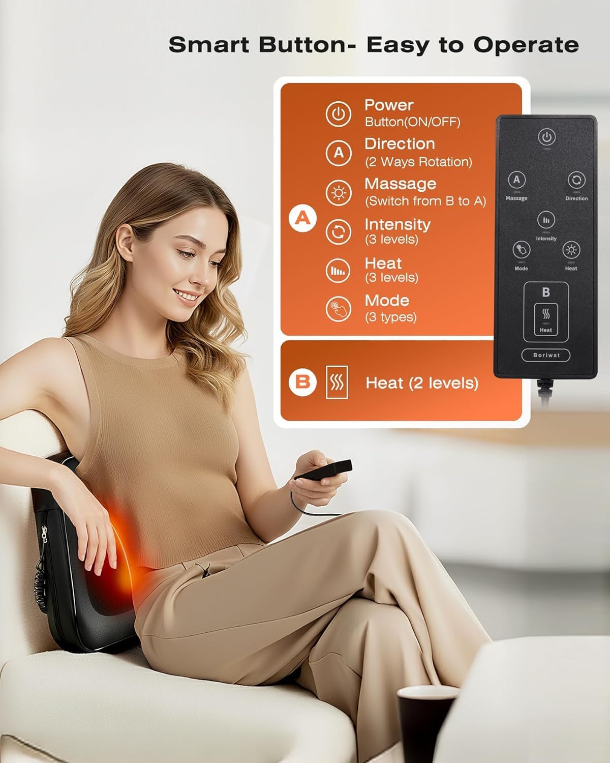 Back Massager for Pain Relief Deep Tissue with Heat - Shiatsu Kneading Back Massage for Chair, Neck Massagers Pad for Lower Back Leg Shoulder, Lumbar Support Pillow for Office Car, for Men Women