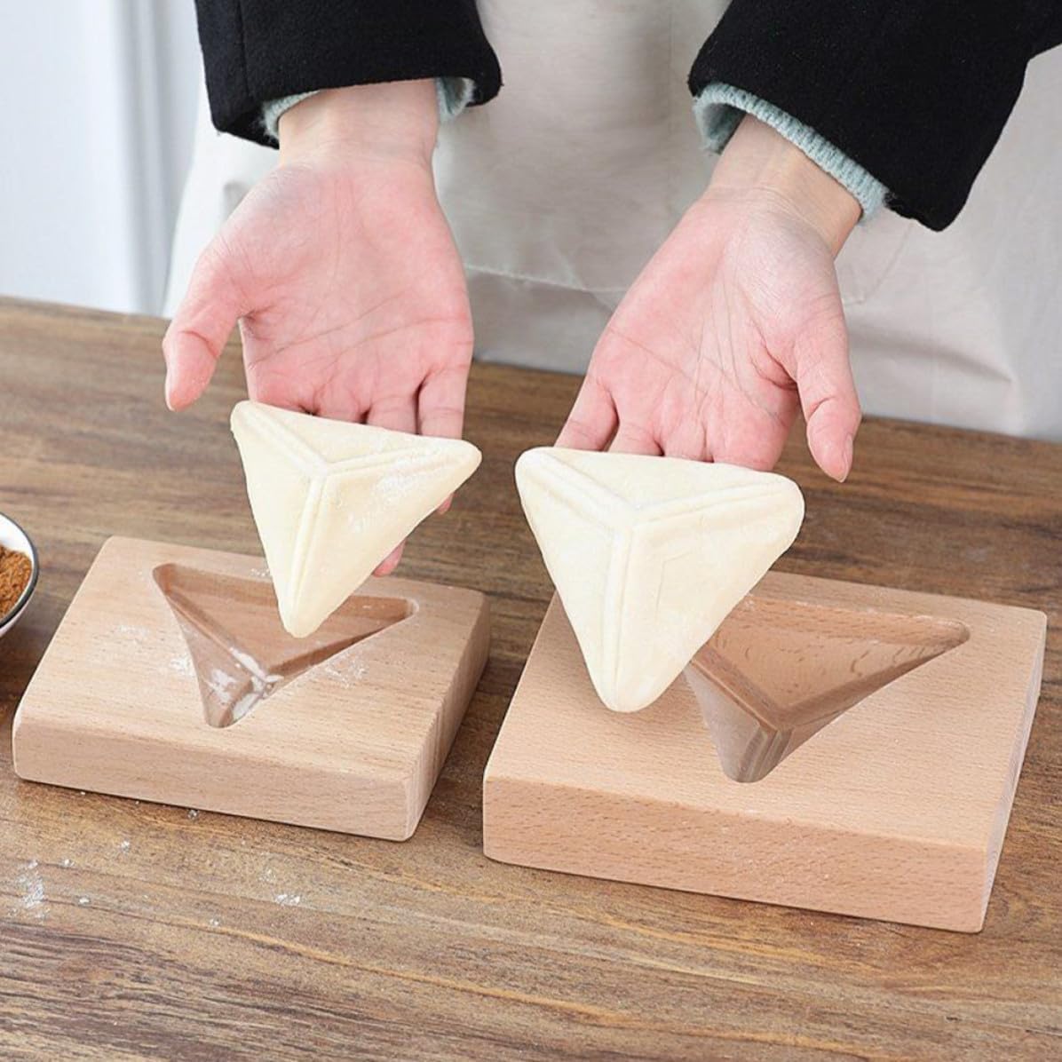Mobestech Wooden Triangle Baking Mold for Kitchen Cake Baking Lightweight and Safe to Use for Muffins and Chinese Pastry Sturdy Wood Material
