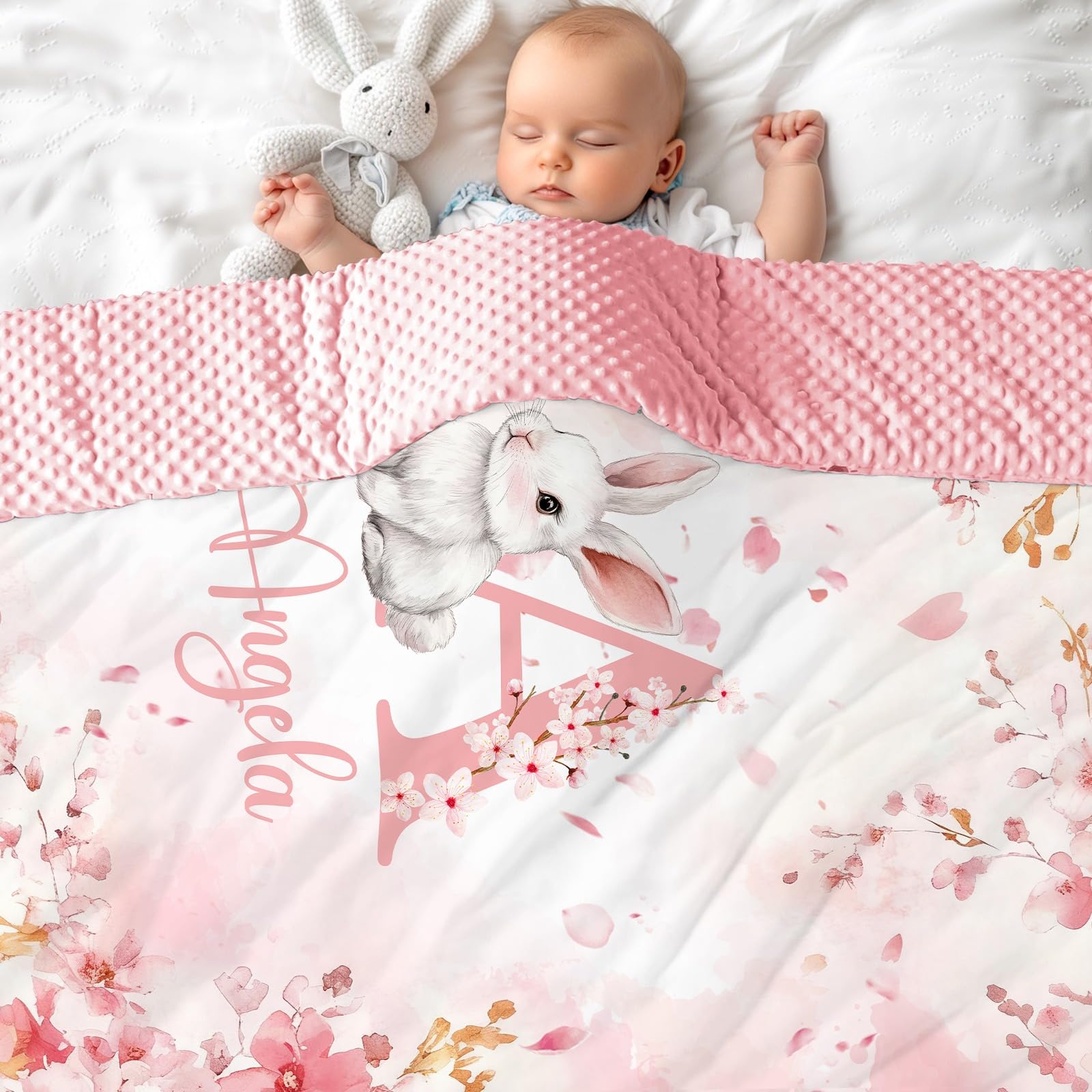 papasgix Personalised Baby Blanket for Newborn, Soft Plush Blankets with Dotted Backing, Custom Baby Blanket with Name Customised Baby Gift for Birthday Baby Shower