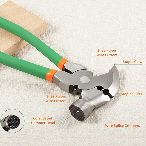 Miniatura 2 de SPEEDWOX Alicates de esgrima de 10 pulgadas con extractor de grapas de cabeza de martillo, herramienta de valla multiusos