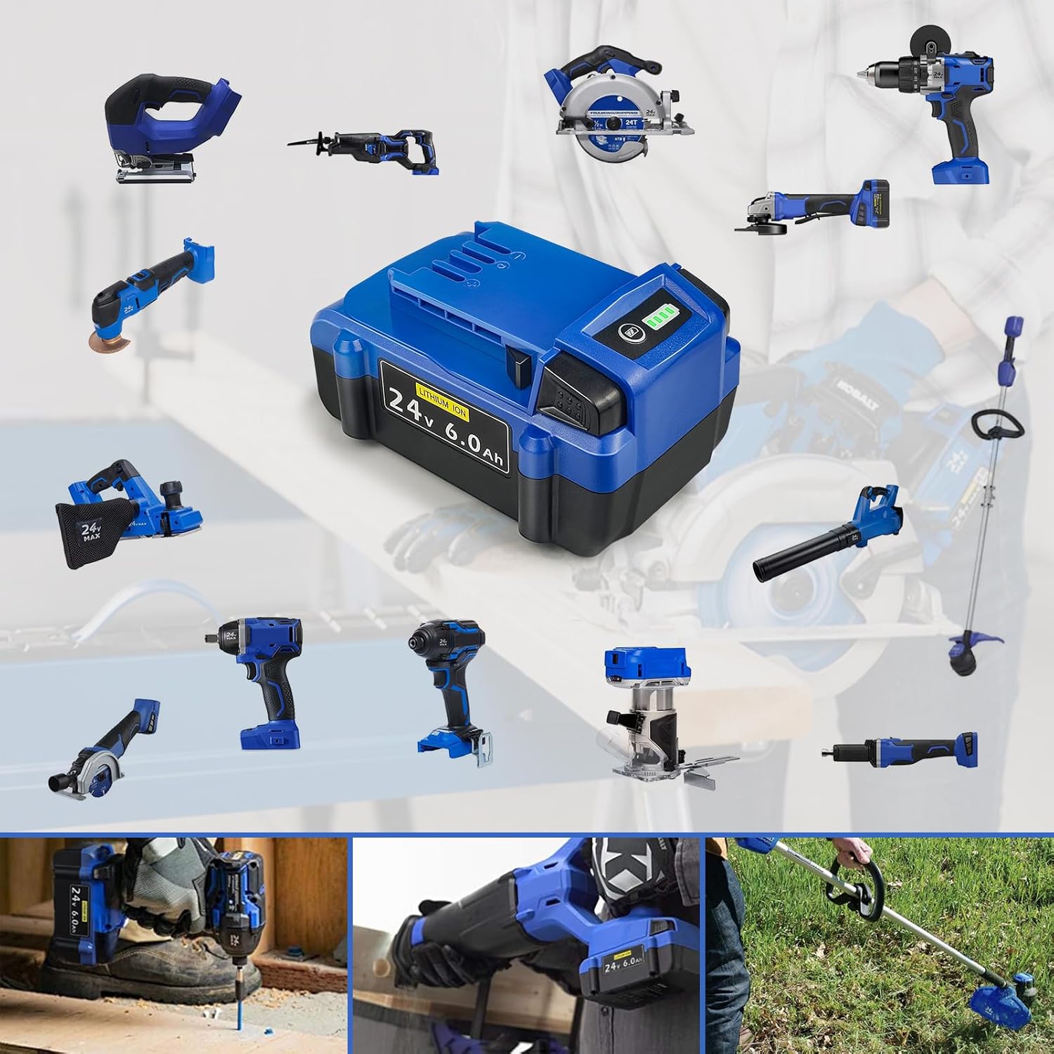 Replacement for Kobalt 24V Battery: 6.0Ah Lithium ion Compatible with 24-Volt Max Battery KB624-03 KB524-03 KB424-03 KB224-03 KB124-03 Suitable for All Kobalt 24 V Cordless Power Tool 2 Packs