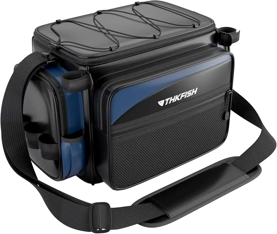 THKFISH Bolsa de pesca impermeável, resistente à água salgada, sacos e envoltórios de armazenamento de equipamentos de pesca 1000D PVC impermeável, 3600 3700 caixa organizadora com suporte de vara e