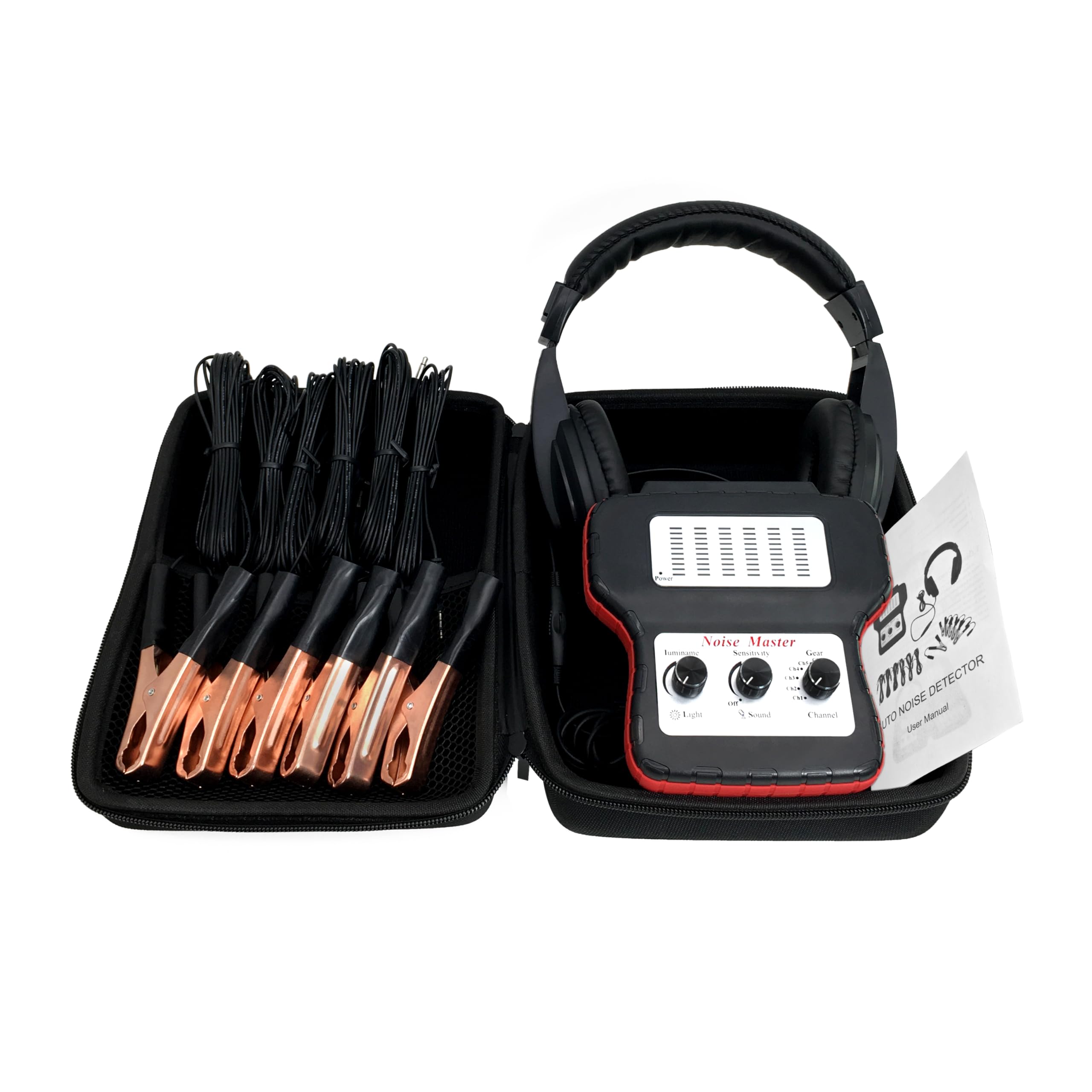 Chassis Ears Automotive Engine Noise Finder, 6 Channel Car Sound Detector Tester Tool Set, Electronic Stethoscope Diagnostic Kit with Headphones