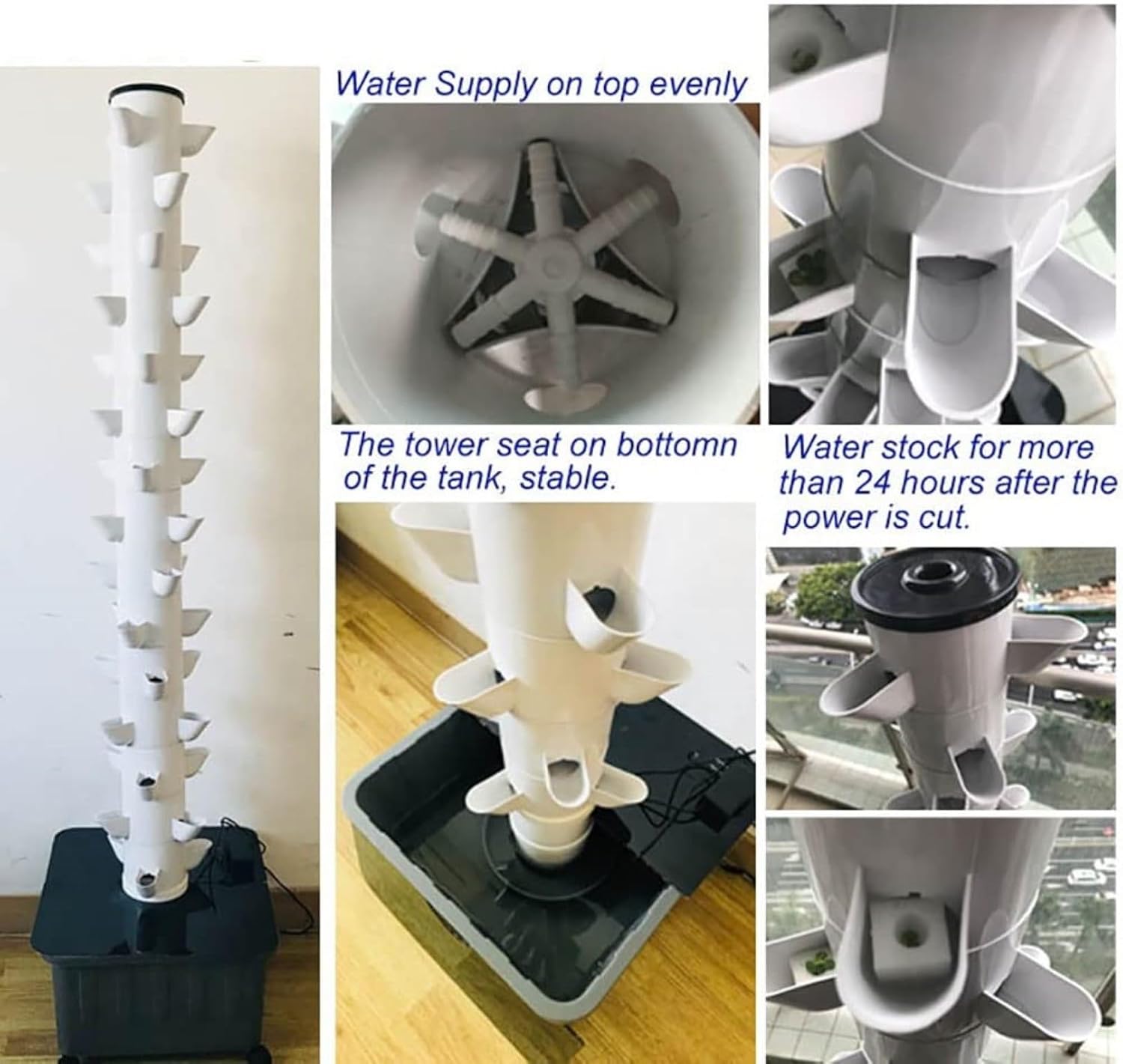 DIY Balcony Hydroponic Growing System Detachable PP Colonization Cups Home Garden Farm Greenhouse Vertical Tower Planters (Color : 30holes)