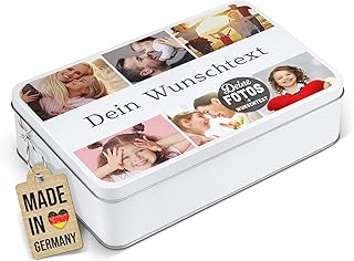 PR Print Royal Geschenkdose selbst gestalten mit 6 Fotos & Text - Blechdose bedrucken, Personalisierte Keksdose - Muttertagsgeschenk, Geburtstag, Weihnachten | Rechteckig weiß, 450 ml
