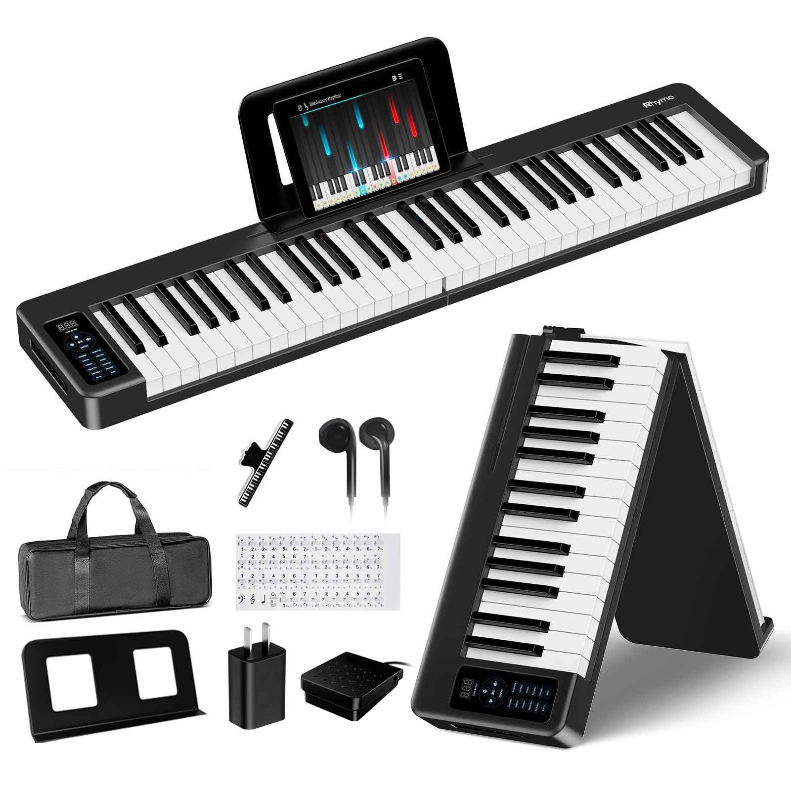 Amazon.com: Rhymo Folding Piano Keyboard, 61 Keys Sensitive