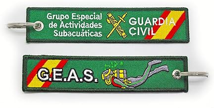 GEAS Special Group Underwater Activities Civil Guard Embroidered Keychain, Geas Special Underwater Activities Group, One size