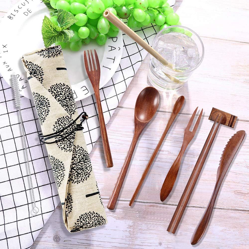 Bіg Sаlе OKA Reusable Wooden Travel Cutlery Set Japanese Style Lunch Utensil Set with Case ,9 Pcs Wooden Flatware Including Reusable Knife Fork Spoon Chopsticks Straws & Cleaning Brush Uр Tо 40% оƒƒ OKA Reusable Wooden Travel Cutlery Set Japanese Style Lunch Utensil Set with Case ,9 Pcs Wooden Flatware Including Reusable Knife Fork Spoon Chopsticks Straws & Cleaning Brush