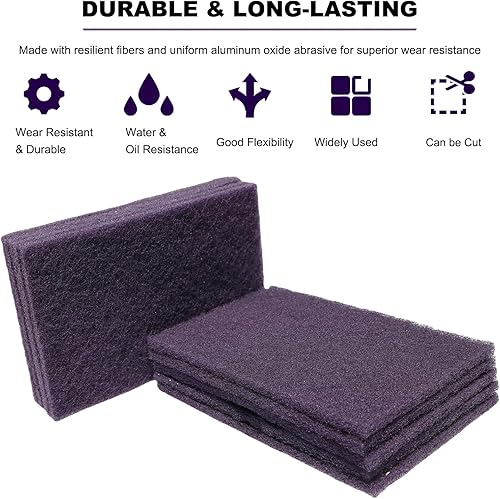 Miniatura 10 de Paquete de 10 almohadillas rojas de uso general de 6 x 9 pulgadas, para raspado, raspado, lijado, preparación de imprimación de pintura, preparación