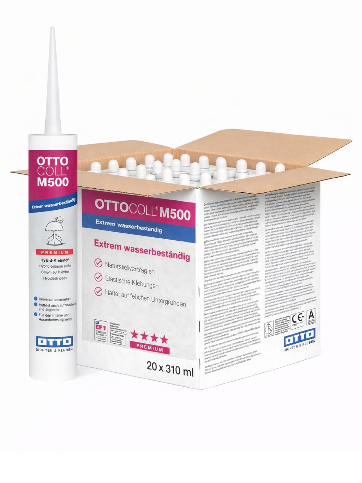 OTTOCOLL M500 20 x 310 ml biały, wyjątkowo wodoodporny klej hybrydowy premium