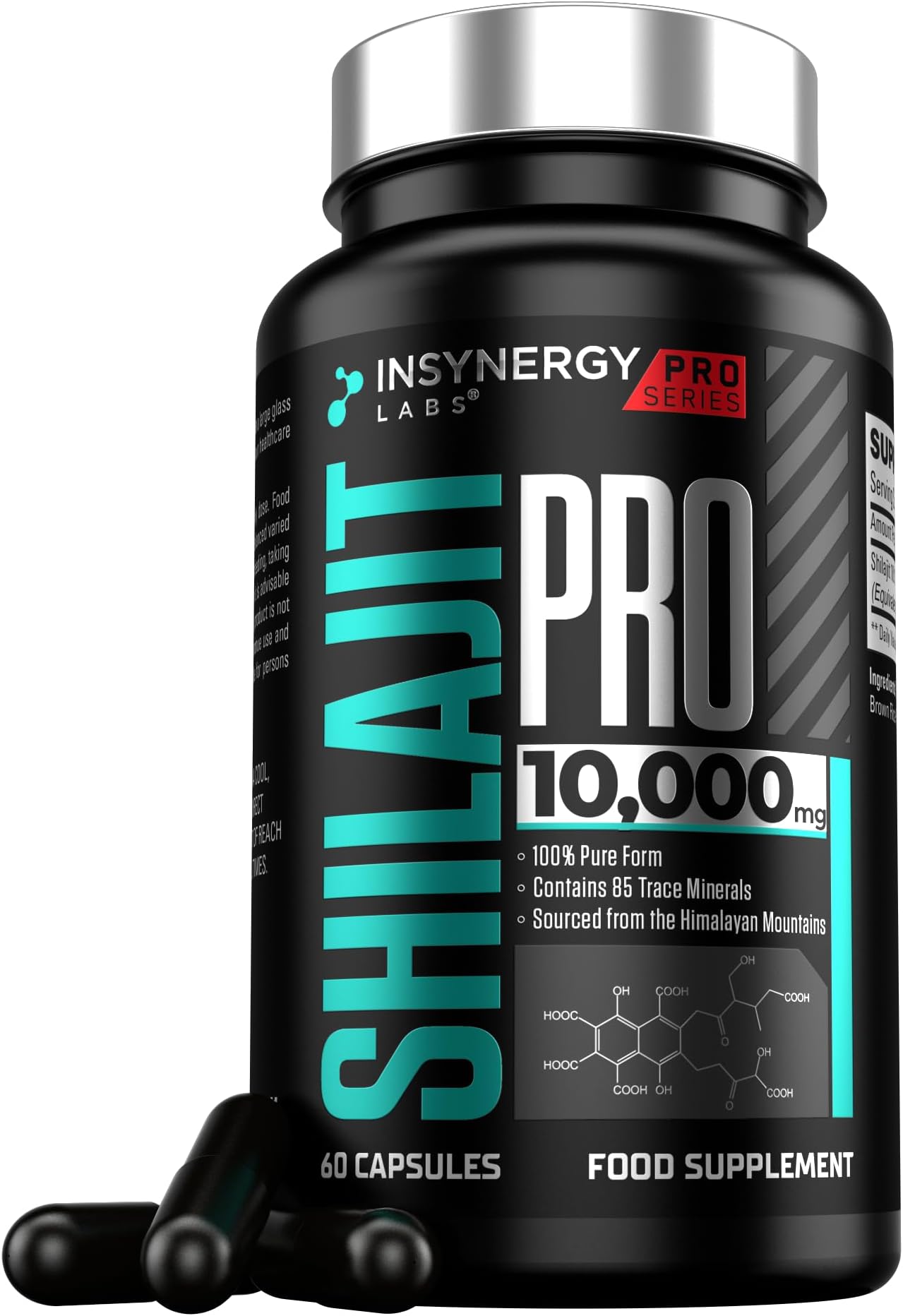 Shilajit Capsules, Shilajit Pro – Ultra Premium Grade Shilajit 10,000MG Organic Himalayan Shilajit, 60 Vegan Shilajit Resin Capsules Energy, Immune Support
