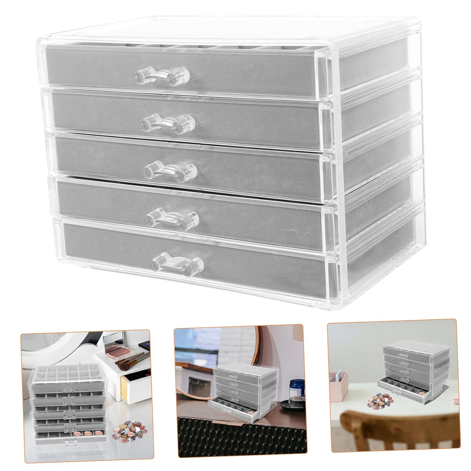 90grid Rock Collection Box Multi-Grid Display Case Acrylic Storage Organizer Outdoor Storage Box