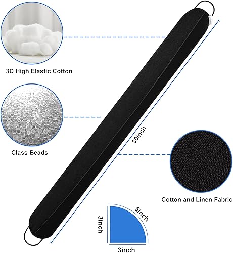 Miniatura 2 de NABOWAN Tope de corrientes de aire con peso de 30 pulgadas para debajo de la puerta, bloqueador de corrientes de aire triangular con bucles de
