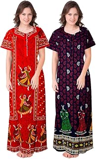 TI AMO Women's Cotton Printed Maxi & Nighty Women Nightdress Pack of 2 Price In India
