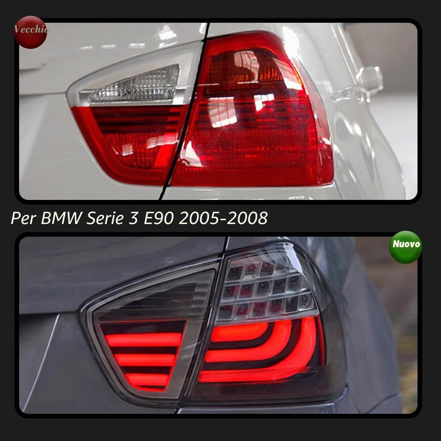 Auto Fari Posteriori per BMW 3 Series E90 2005 2006 2007 2008,Fanali Fari Stop Posteriori Car Rear Fanale Posteriore Freno Lampada,Smoke