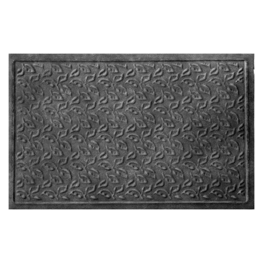 Soft Impressions Dogwood Leaf Low-Profile Mat, 3 by 5-Feet, Charcoal